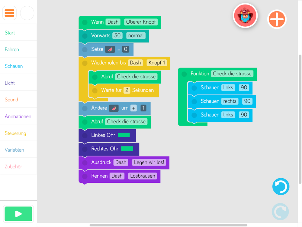 Blockprogrammierung mit dash